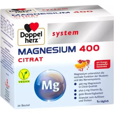 DOPPELHERZ Granule systému Magnesium 400 Citrate, 20 ks