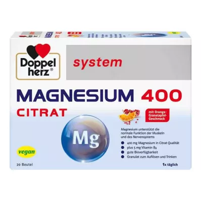 DOPPELHERZ Granule systému Magnesium 400 Citrate, 20 ks DOPPELHERZ Granule systému Magnesium 400 Citrate, 20 ks
