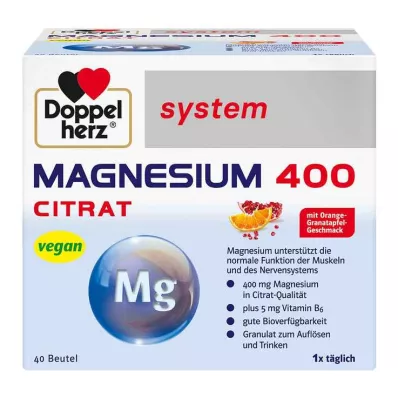 DOPPELHERZ Granule systému Magnesium 400 Citrate, 40 ks