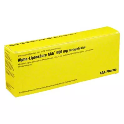 ALPHA LIPONSÄURE AAA 600 mg injekčné liekovky, 5X50 ml ALPHA LIPONSÄURE AAA 600 mg injekčné liekovky, 5X50 ml
