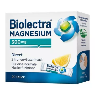 BIOLECTRA Magnézium 300 mg Priame citrónové tyčinky, 20 ks