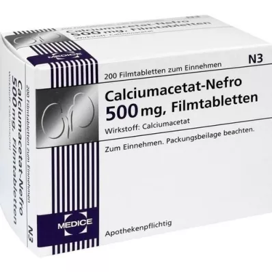 CALCIUMACETAT NEFRO 500 mg filmom obalené tablety, 200 kusov