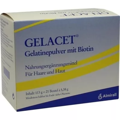 GELACET Želatína v prášku s biotínom vo vrecúšku, 21 ks