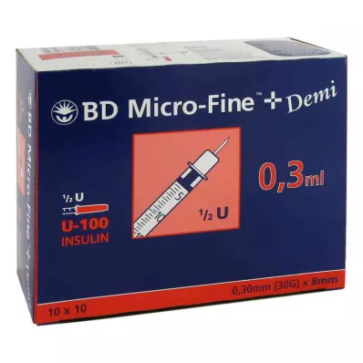 BD MICRO-FINE+ Inzulínspr.0,3 ml U100 0,3x8 mm, 100 ks