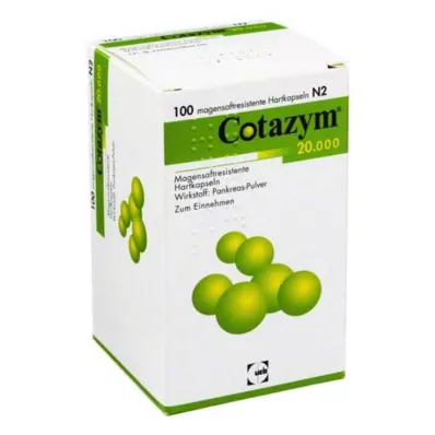 Cotazym 20 000 peliet gastrorezistentných kapsúl, 100 kusov Cotazym 20 000 peliet gastrorezistentných kapsúl, 100 kusov