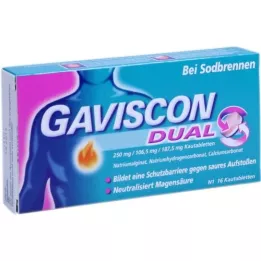 GAVISCON Dvojité 250 mg/106,5 mg/187,5 mg žuvacie tablety, 16 ks