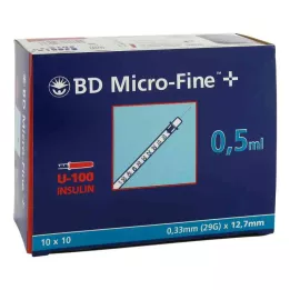 BD MICRO-FINE+ Inzulínspr.0,5 ml U100 12,7 mm, 100X0,5 ml