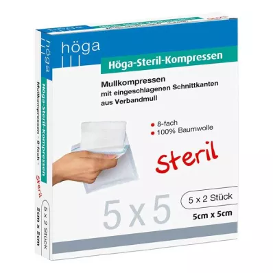 HÖGA-KOMPRESSEN 5x5 cm sterilný 8-násobný, 5x2 ks