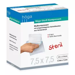 HÖGA-KOMPRESSEN 7,5x7,5 cm sterilné 8-násobné, 25X2 ks