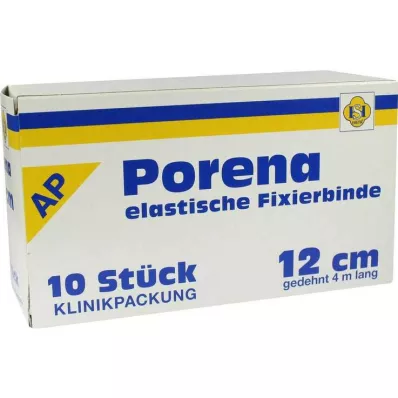 PORENA Elastický gázový obväz 12 cm biely bez celofánu, 10 ks