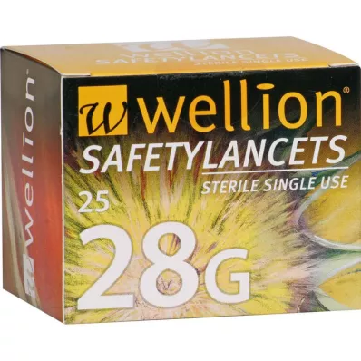 WELLION Safetylancety 28 G bezpečnostné jednorazové, 25 ks