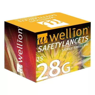 WELLION Safetylancety 28 G bezpečnostné jednorazové, 25 ks