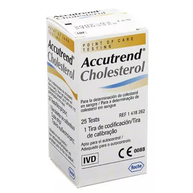 ACCUTREND Testovacie prúžky na cholesterol, 25 ks ACCUTREND Testovacie prúžky na cholesterol, 25 ks