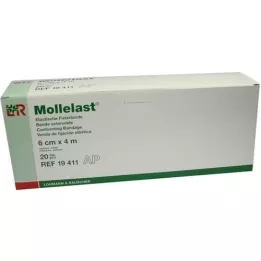 MOLLELAST Obväzy 6 cmx4 m biele, 20 ks