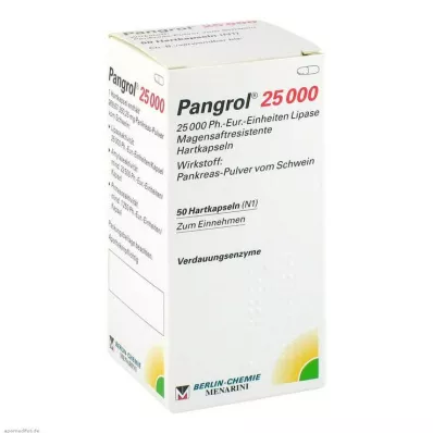 Pangrol 25000 tvrdé kapsuly s gastrorezistentným obalom, 50 ks Pangrol 25000 tvrdé kapsuly s gastrorezistentným obalom, 50 ks