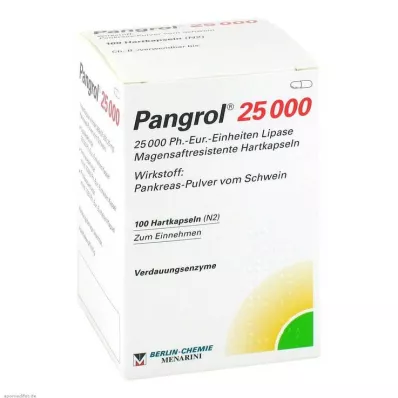 Pangrol 25000 tvrdé kapsuly s gastrorezistentným obalom, 100 kusov