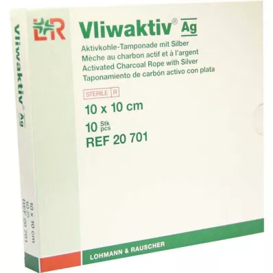 VLIWAKTIV AG Tampón s aktívnym uhlím a striebrom 10x10 cm, 10 ks