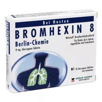 BROMHEXIN 8 poťahovaných tabliet Berlin Chemie, 20 ks BROMHEXIN 8 poťahovaných tabliet Berlin Chemie, 20 ks
