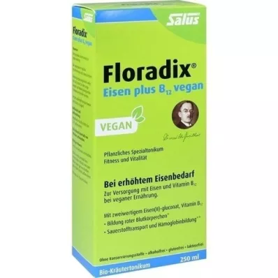 FLORADIX Vegánske tonikum Železo plus B12, 250 ml