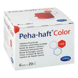 PEHA-HAFT Farebný fixačný obväz 6 cmx20 m červený, 1 ks