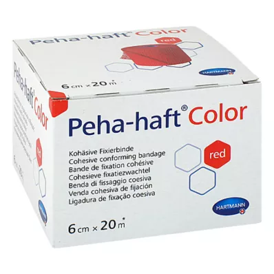 PEHA-HAFT Farebný fixačný obväz 6 cmx20 m červený, 1 ks