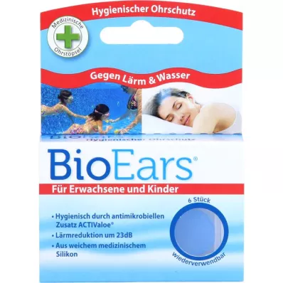 BIOEARS Silikónové antibakteriálne zátky do uší, 6 ks