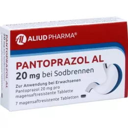 PANTOPRAZOL AL 20 mg na pálenie záhy, tablety na žalúdočnú šťavu, 7 ks
