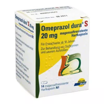 OMEPRAZOL dura S 20 mg tvrdé kapsuly s enterickým obalom, 14 ks