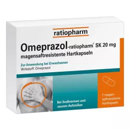 OMEPRAZOL-ratiopharm SK 20 mg žalúdočná šťava tvrdé kapsuly, 7 ks