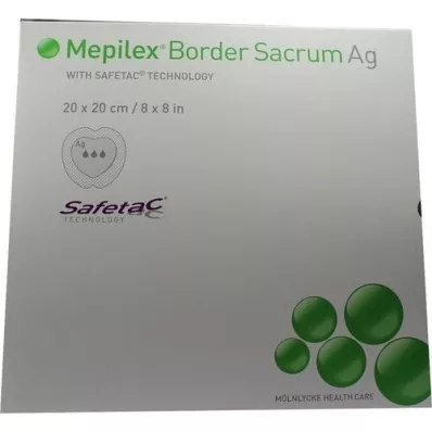 MEPILEX Penový obväz Border Sacrum Ag, 20x20 cm sterilný, 5 ks