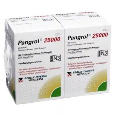 Pangrol 25000 tvrdé kapsuly s gastrorezistentným obalom, 200 kusov Pangrol 25000 tvrdé kapsuly s gastrorezistentným obalom, 200 kusov