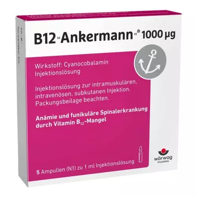 B12 Ankermann® 1000 µg vitamínu B12 injekcia, 5X1 ml