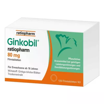 GINKOBIL-ratiopharm 80 mg filmom obalené tablety, 120 ks GINKOBIL-ratiopharm 80 mg filmom obalené tablety, 120 ks