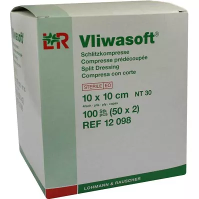 VLIWASOFT Rezné kompresy 10x10 cm sterilné 4-vrstvové, 50X2 ks VLIWASOFT Rezné kompresy 10x10 cm sterilné 4-vrstvové, 50X2 ks