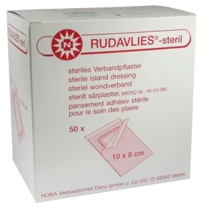 RUDAVLIES-sterilné obväzové náplasti 8x10 cm, 50 ks