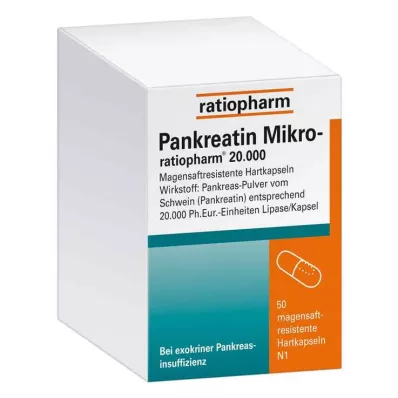 Pancreatin micro ratio.20000 žalúdočných tvrdých kapsúl, 50 ks Pancreatin micro ratio.20000 žalúdočných tvrdých kapsúl, 50 ks