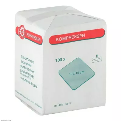 MULLKOMPRESSEN 10x10 cm nesterilné 8x, 100 ks