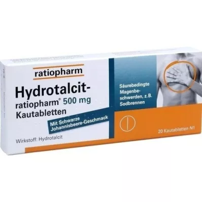 HYDROTALCIT-ratiopharm 500 mg žuvacie tablety, 20 ks