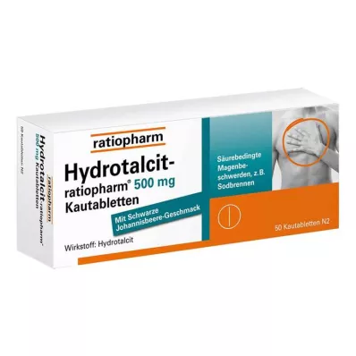 HYDROTALCIT-ratiopharm 500 mg žuvacie tablety, 50 ks