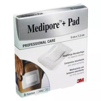 Medipore + Pad 3M 5x7,2cm 3562NP Sadra, 5 ks Medipore + Pad 3M 5x7,2cm 3562NP Sadra, 5 ks