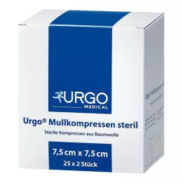 URGO MULLKOMPRESSEN 7,5x7,5 cm sterilné, 25X2 ks
