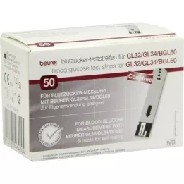 BEURER GL32/GL34/BGL60 Testovacie prúžky na glukózu v krvi, 50 ks