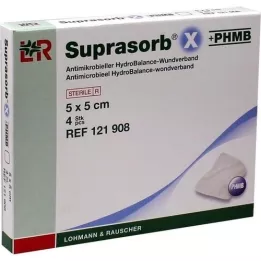 SUPRASORB X+PHMB HydroBalance obväz na rany 5x5 cm, 4 ks