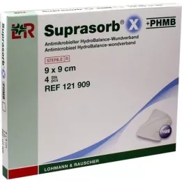 SUPRASORB X+PHMB HydroBalance obväz na rany 9x9 cm, 4 ks