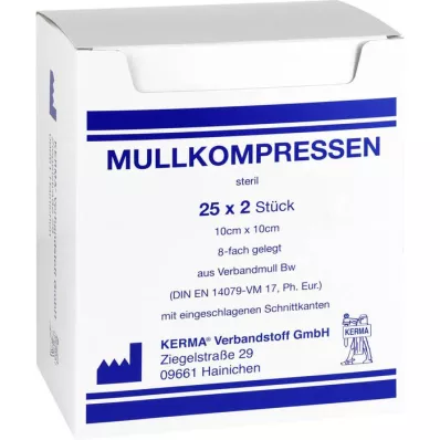 MULLKOMPRESSEN 10x10 cm sterilné 8x BW, 25X2 ks