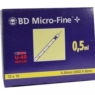 BD MICRO-FINE+ Inzulínspr.0,5 ml U40 8 mm, 100X0,5 ml