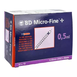 BD MICRO-FINE+ Inzulínspr.0,5 ml U100 8 mm, 100X0,5 ml