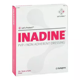 INADINE Masť gáza w. PVP Jod. 5x5cm, 25 ks
