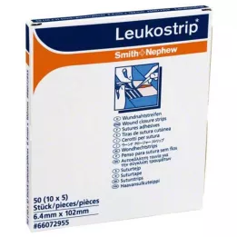 LEUKOSTRIP Stripy na šitie rán 6,4x102 mm, 10X5 ks