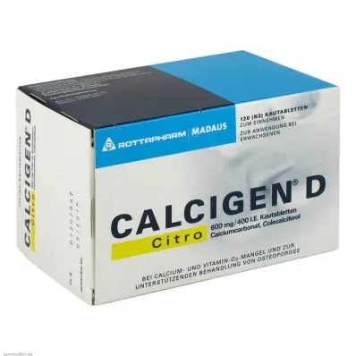Calcigen D Citro 600 mg / 400 IU žuvacie tablety, 120 ks Calcigen D Citro 600 mg / 400 IU žuvacie tablety, 120 ks